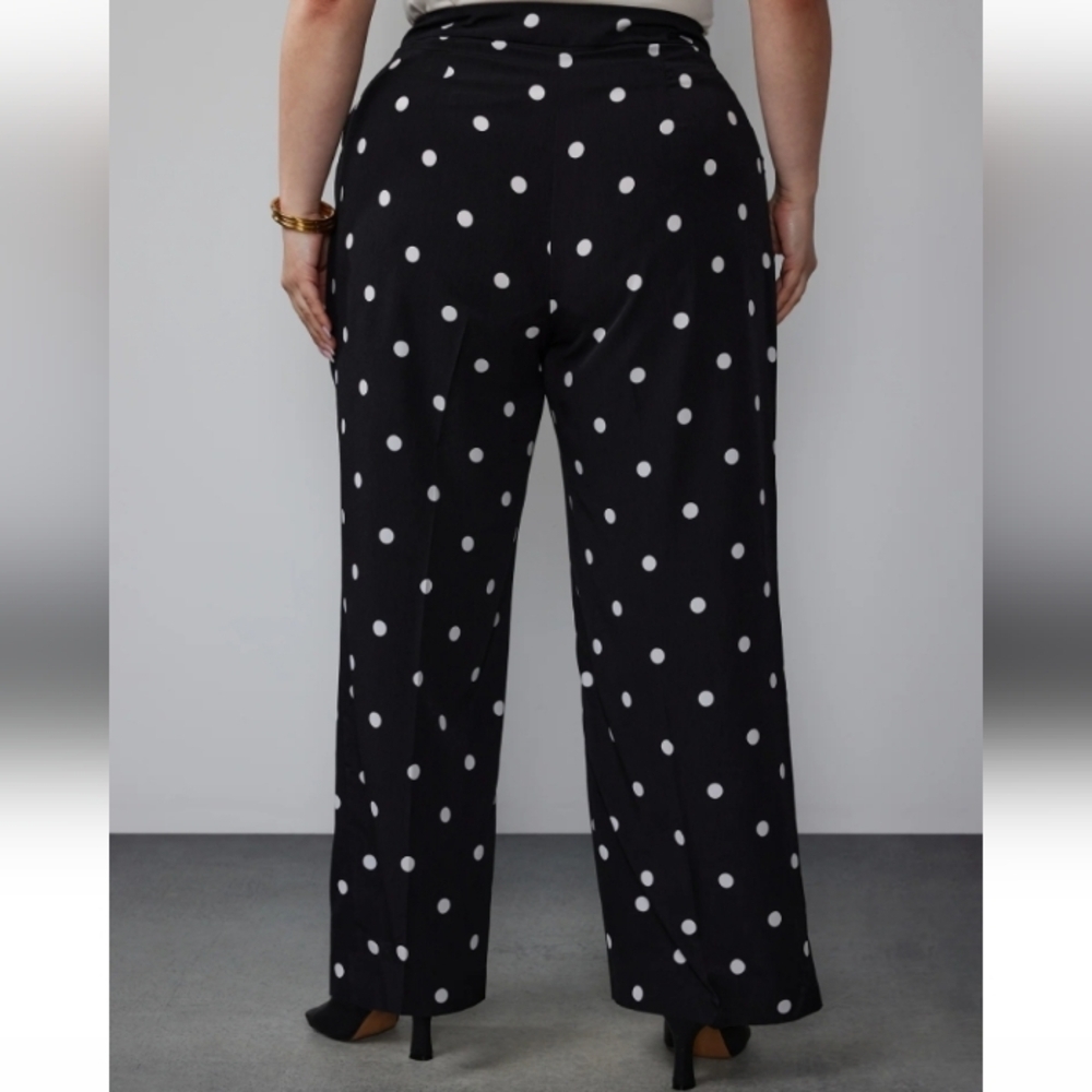 NY&Co Palazzo Pants, black with white polka dots, NWT - Picture 3 of 7